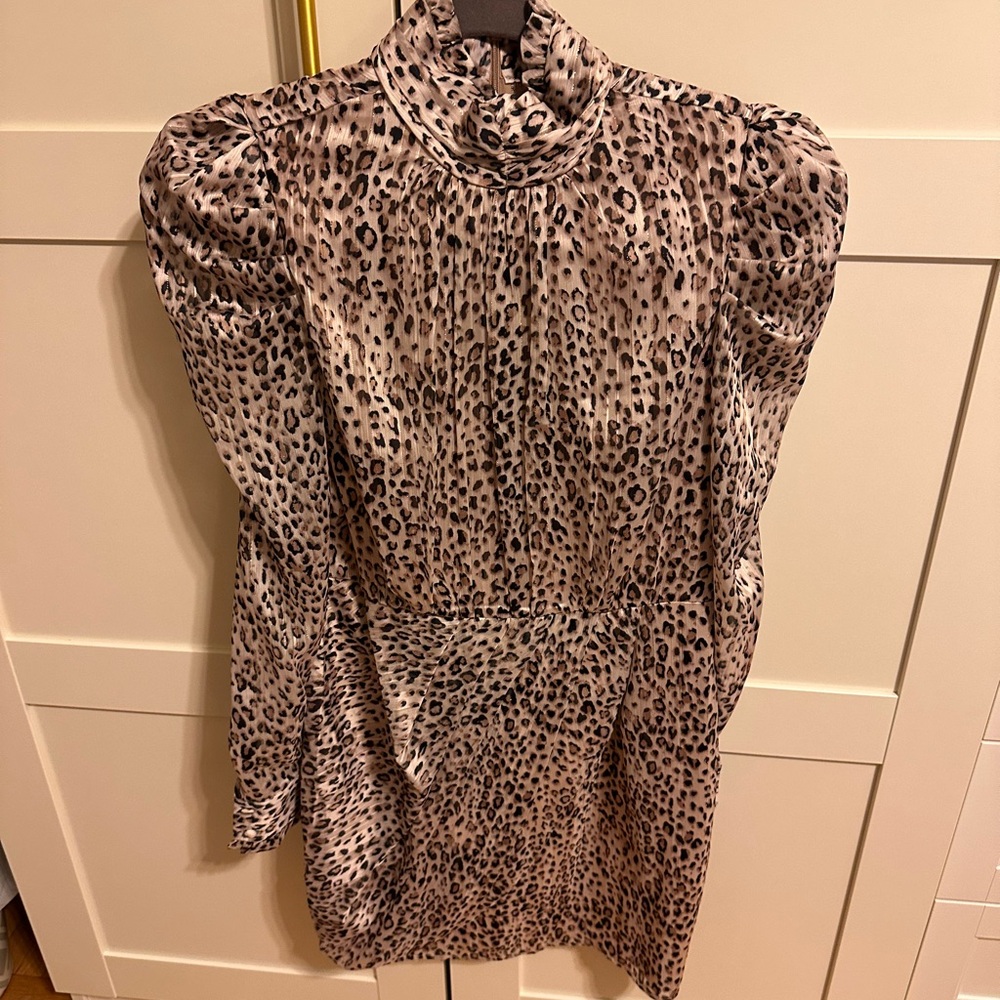 High Neck Cheetah Print Dress